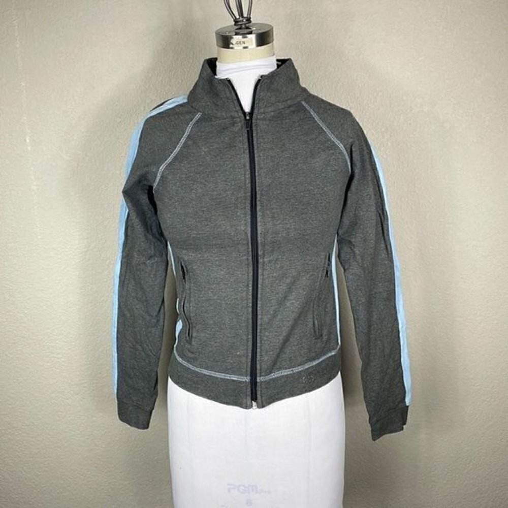 Rip Curl Girl Jacket with Full Zip and Teal Blue Stripe on Sleeves Sz S